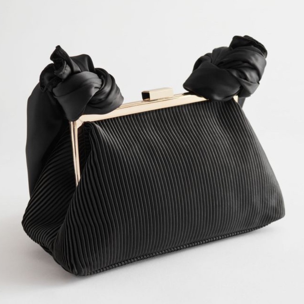 &Other Stories Party Pleated Satin Knot Handle Bag Pouch Bag